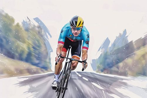 Painting, watercolour, sport, cycling -3
