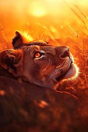 Proud lioness in the golden light by Poster Art Shop