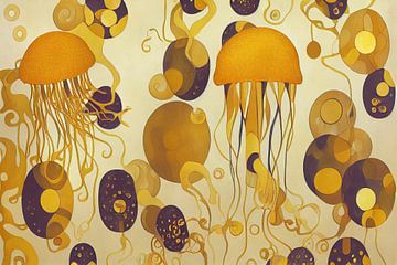 La vie sous-marine dans le style de Gustav Klimt sur Whale & Sons.