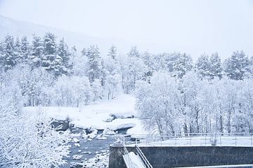 Noors hooggebergte, besneeuwde bergen en landschap van Martin Köbsch