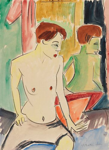 Max Pechstein, Nu II (femme assise devant un miroir), 1920