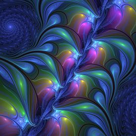 Colorful Luminous Abstract Blue Pink Green Fractal by gabiw Art