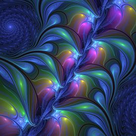 Colorful Luminous Abstract Blue Pink Green Fractal sur gabiw Art