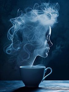 eine Tasse Kaffee oder Cappuccino mit einer weiblichen Person trinken