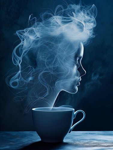 eine Tasse Kaffee oder Cappuccino mit einer weiblichen Person trinken