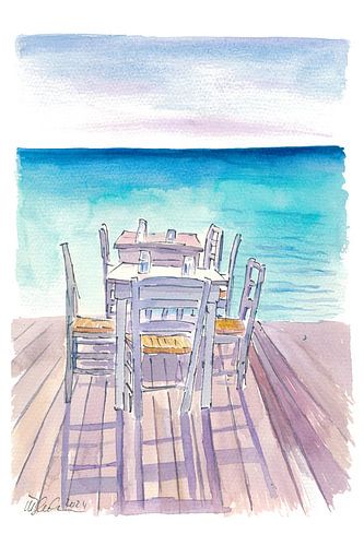 Dreaming of a table in a restaurant by the water with a turquoise sea