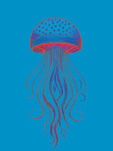 Abstrakte Illustration einer Meeresqualle in Blau