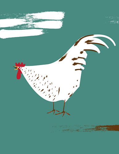 Stylized White Rooster