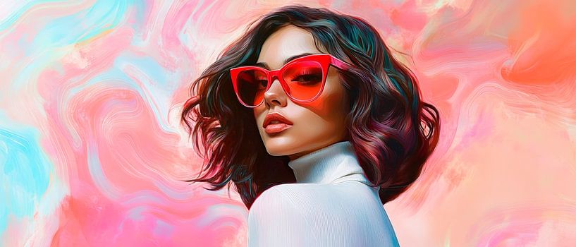 Farbexplosion: Modeikone mit Sonnenbrille von Poster Art Shop