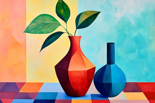 Abstracte vazen met planten