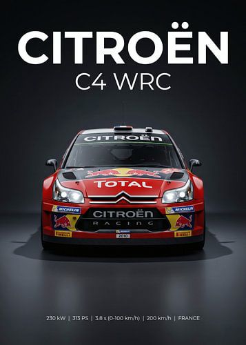 Citroën C4 WRC Rallye-Auto – Frontansicht, Studioaufnahme