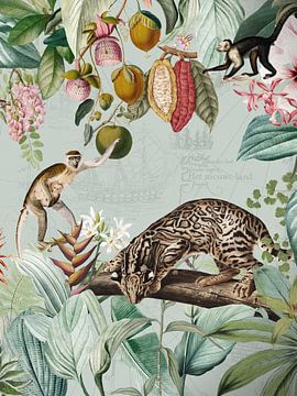 Exotisch junglelandschap met wilde Afrikaanse dieren 1 van Floral Abstractions