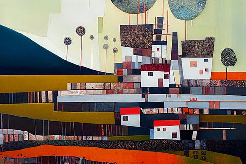 decoratief schilderij van het platteland