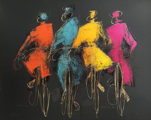Frauen auf Fahrrädern von ARTEO Gemälde