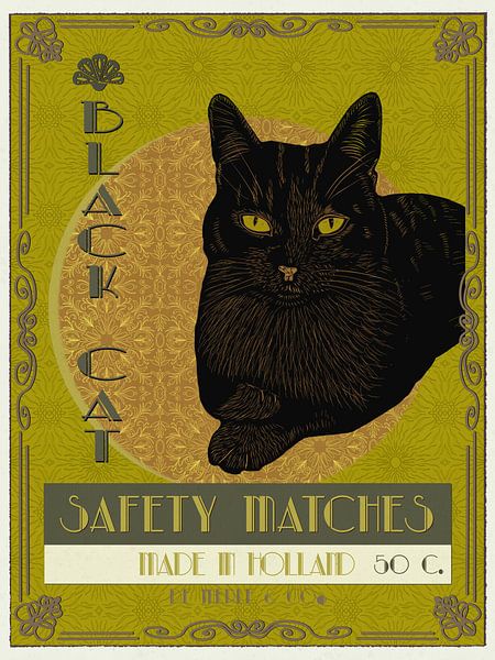 Black Cat Matches Matchbox Made In Holland by Karin Steenge
