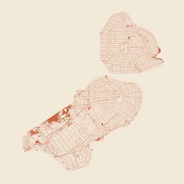 Wateren van Flevoland Terracotta van Maps Are Art