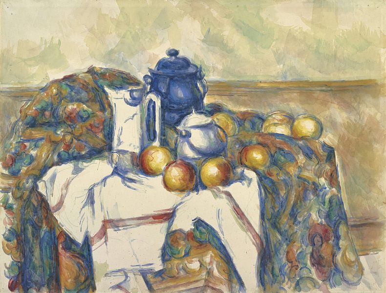 Nature morte au pot bleu, Paul Cézanne par Des maîtres magistraux