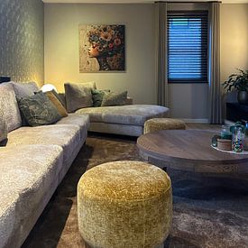 Kundenfoto: Blumen Frau | Frauenprofil von Blickfänger Gemälde, als ArtFrame