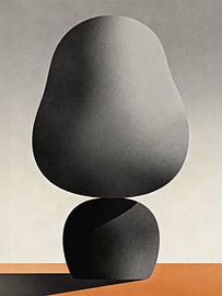 JAPANDI Zen Balancing Stones - Minimalistische Wabi-Sabi Grau & Orange Abstrakte Poster