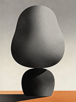 JAPANDI Zen Balancing Stones - Minimalist Wabi-Sabi Grey & Orange Abstract Poster
