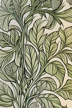 Botanische print - mosgroen II van Lily van Riemsdijk - Art Prints with Color