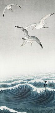 Three seagulls (1900 - 1936) by Ohara Koson van Studio POPPY