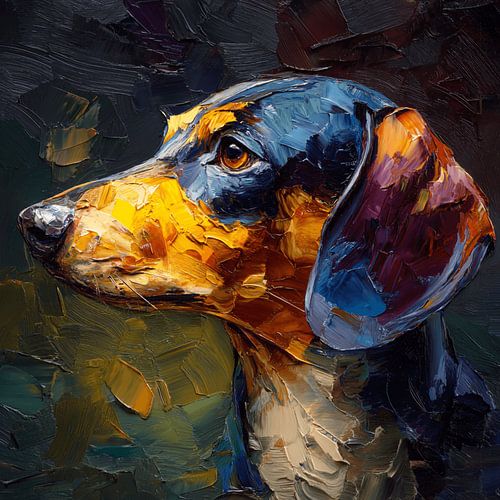 Stimmungsvolles Dackelbild in Öl