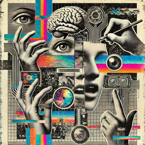 Digital Consciousness - Postmodern collage between man and technology