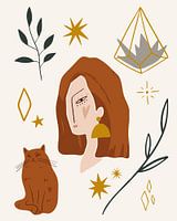 Illustratie: Vrouw met kat