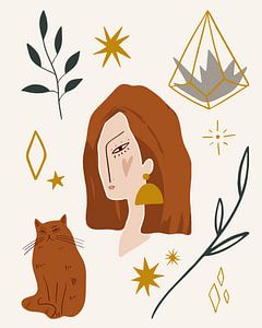 Illustration: Frau mit Katze