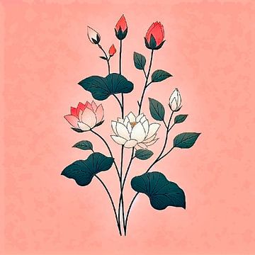 Helige Lotus -4 Japandi / Wabi Sabi van Ineke de Rijk
