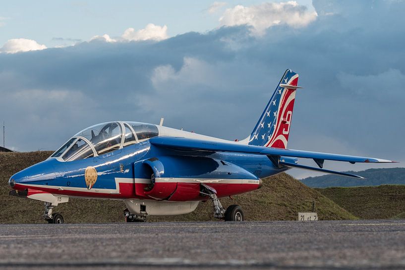 A beautifully colored Dassault/Dornier Alpha Jet of the Patrouille Acrobatique de France (PAF), also by Jaap van den Berg
