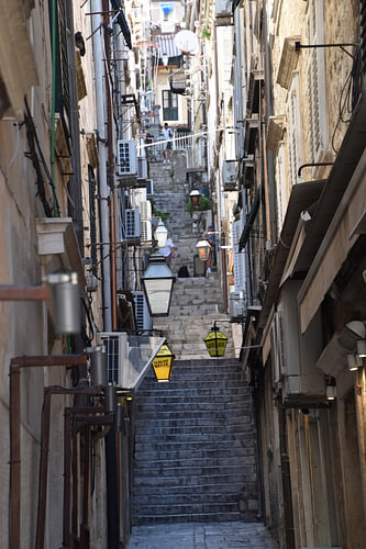 A narrow street with steps in Dubrovnik 1