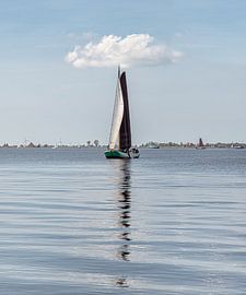 Classic Frisian sailboat on Lake Heeger in spring by Harrie Muis