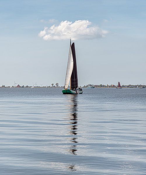 Classic Frisian sailboat on Lake Heeger in spring by Harrie Muis