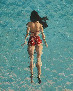 Meisje zwemmend in de zee