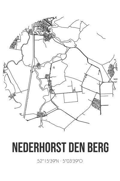 Nederhorst den Berg (Noord-Holland) | Landkaart | Zwart-wit van Stad & Wand