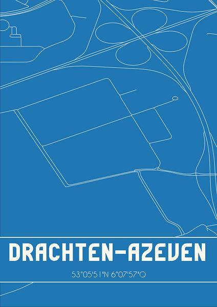 Blueprint | Map | Drachten-Azeven (Fryslan) by Prints of Place