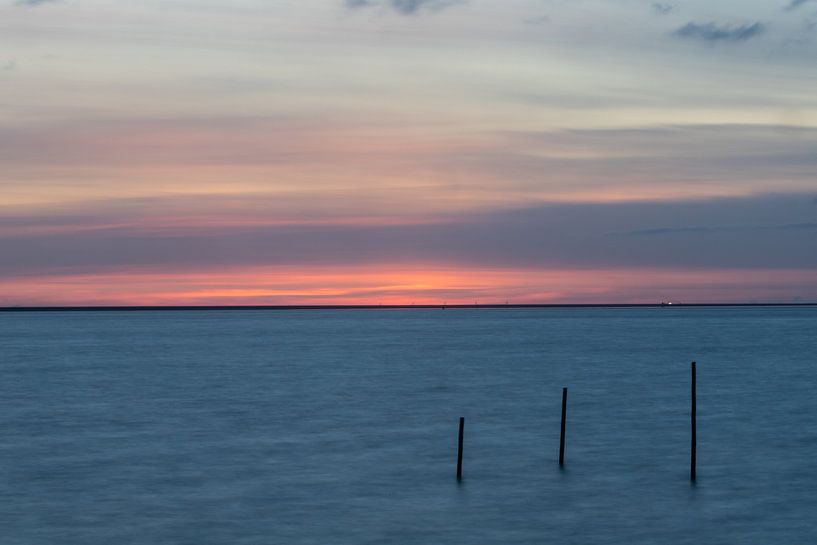 Sunset Fishing nets in the IJsselmeer! by Peter Haastrecht, van