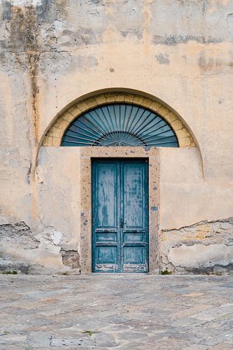 Colorful door in historic center Naples, Italy