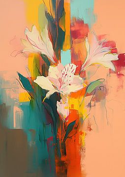 Abstract minimal Bloemen decor van Abstract Schilderij