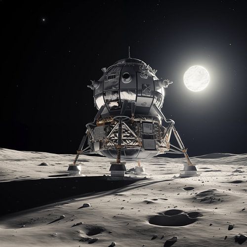 Maan Lunar lander met uitzicht op zon