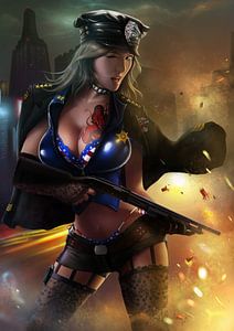 Sexy Dame auf Polizeistreife