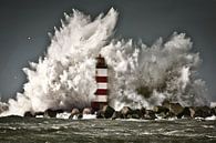 Les vagues se brisent sur une balise près d'IJmuiden par Frans Lemmens Aperçu