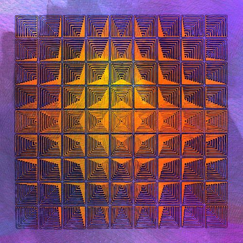 Gouden zonneschijn geïnspireerd door Piet Mondriaan