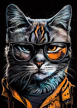 chat hipster Otis #cat sur JBJart Justyna Jaszke