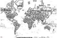 TYPOGRAFISCHE WHITE wereldkaart (bijgewerkt tot 2025)