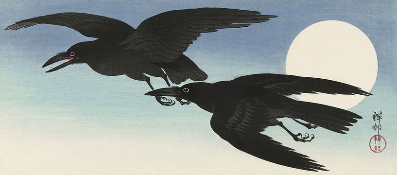 Krähen bei Vollmond, Ohara Koson von Meisterhafte Meister