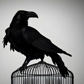 The Black Raven On His Cage by Coen Roubos