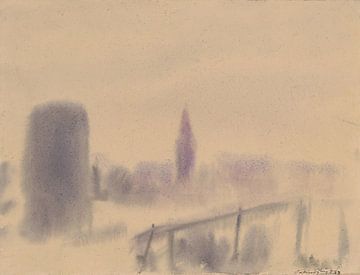 Stad in de mist (1929) van Zoltán Palugyay van Peter Balan